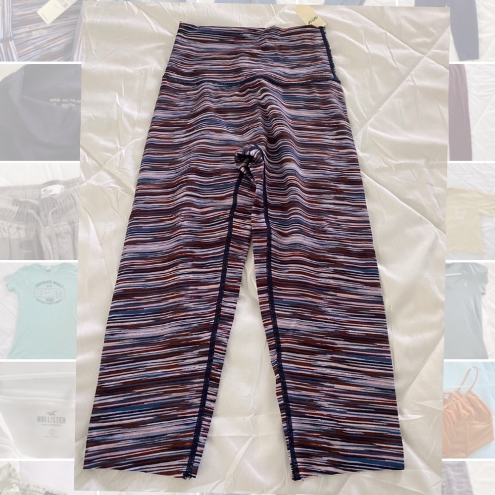 Aerie crop leggings - light pink, burgundy, blue/purple